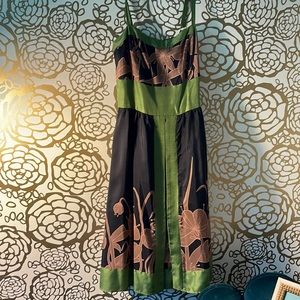 Hype 100% silk blue and green floral dress with pockets from Anthropologie